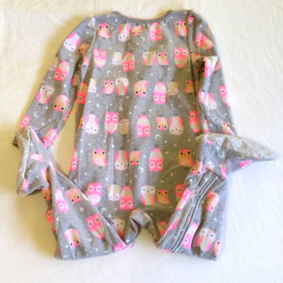 simple joys gray owl fleece zipper footie sleeper pajamas 3T toddler girls - Picture 5 of 5